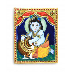 Child Krishna with butter  tanjore paintings